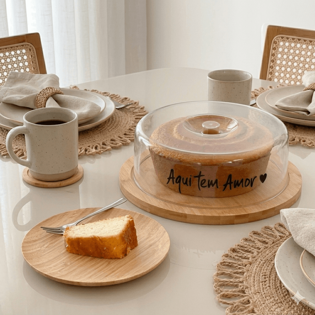&nbsp;Boleira de Bambu com Tampa – Elegância e Proteção para seus Bolos
