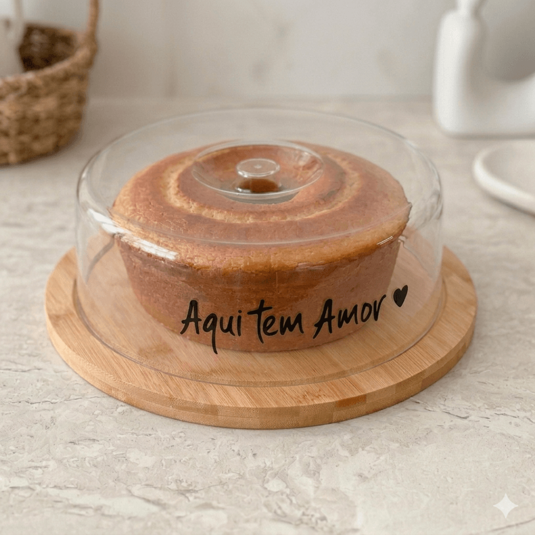 &nbsp;Boleira de Bambu com Tampa – Elegância e Proteção para seus Bolos