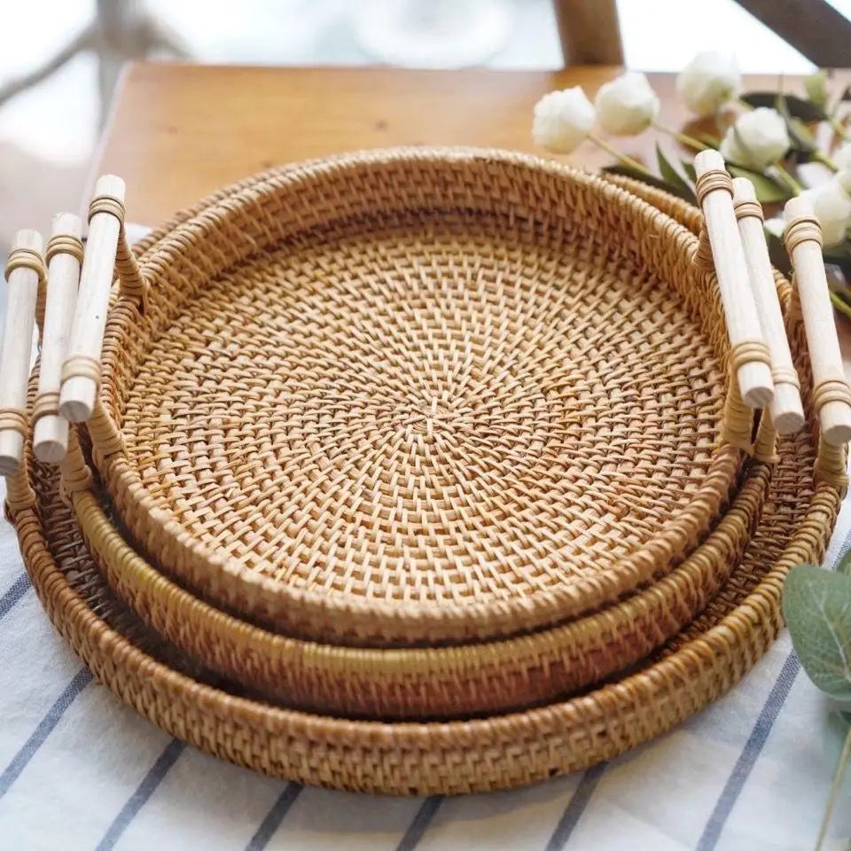 Organize sua cozinha com estilo! Bandeja de rattan artesanal