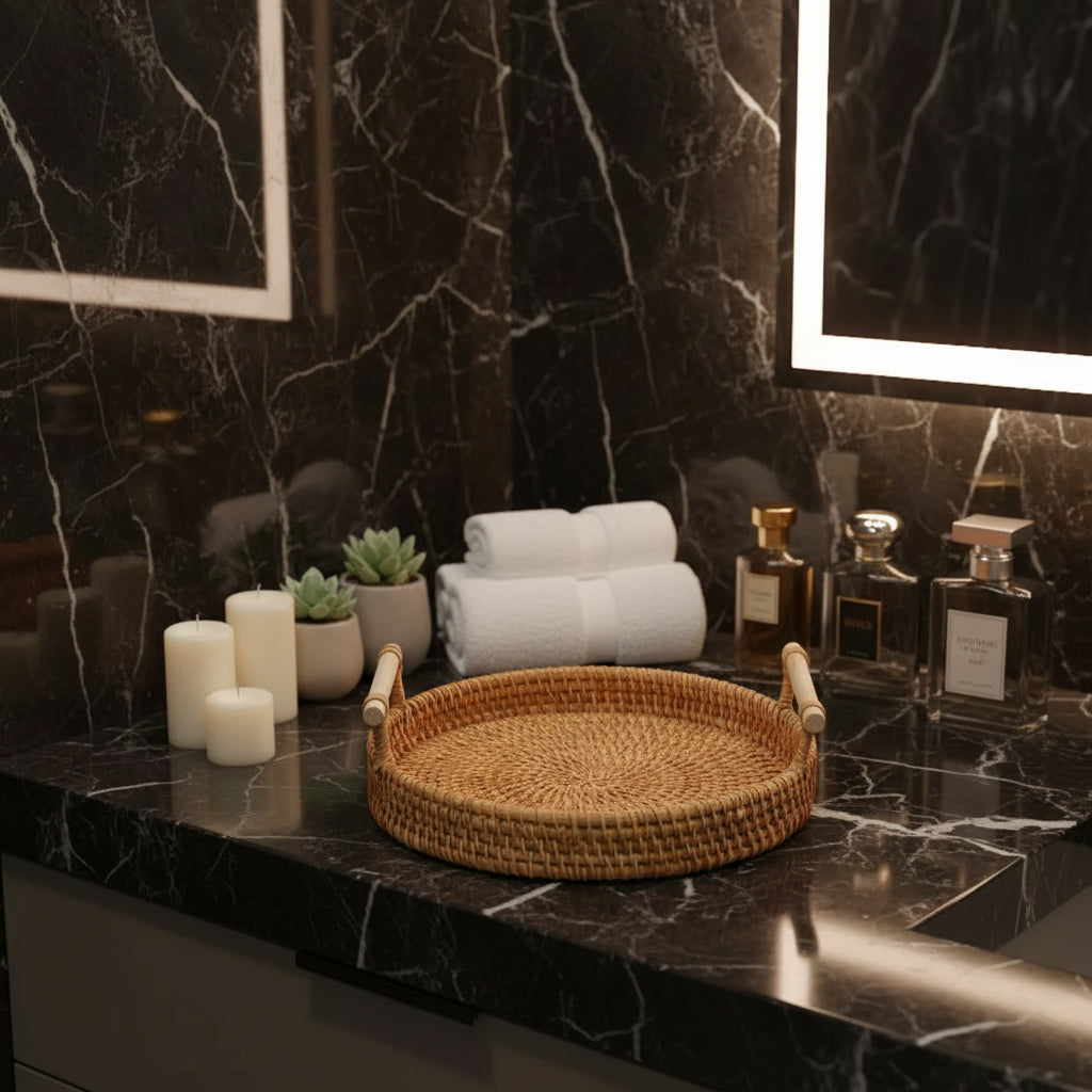 Organize sua cozinha com estilo! Bandeja de rattan artesanal