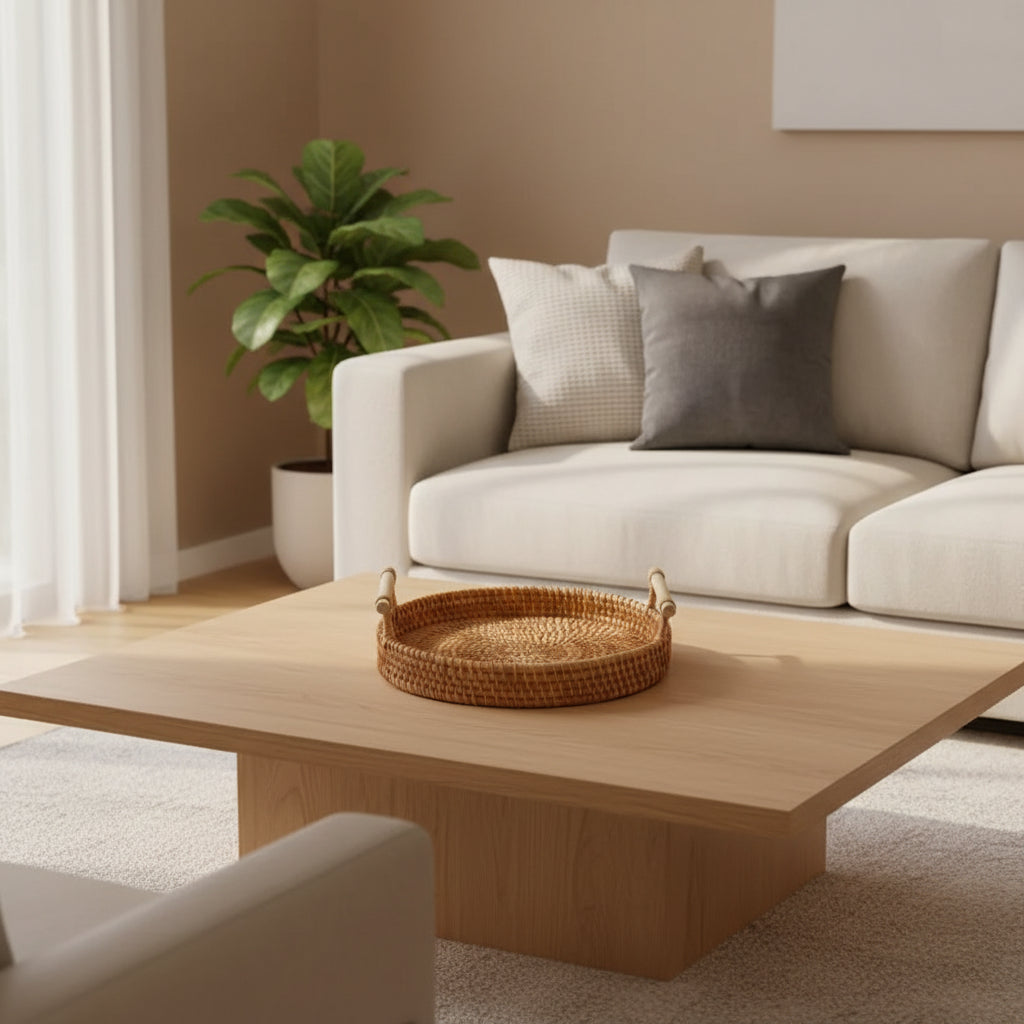 Organize sua cozinha com estilo! Bandeja de rattan artesanal