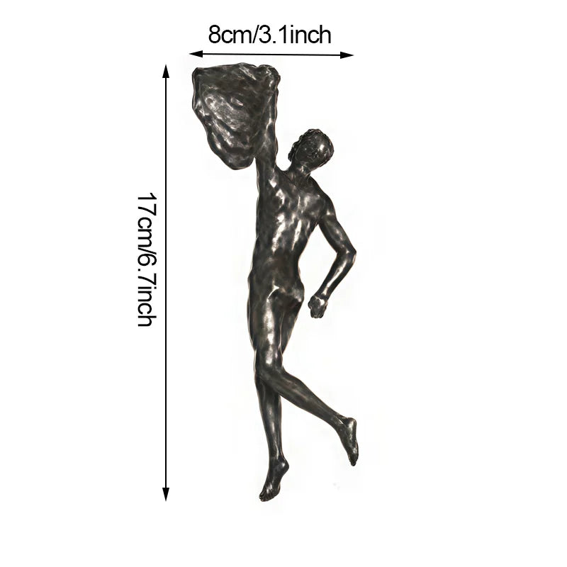Escultura Decorativa Homem Escalando Estilo Industrial Retro em Resina para Parede