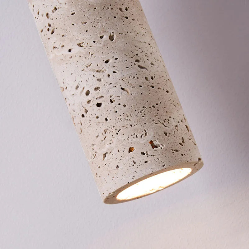 Luminária pendente japonesa estilo wabi-sabi em pedra amarela, base E27, design minimalista.