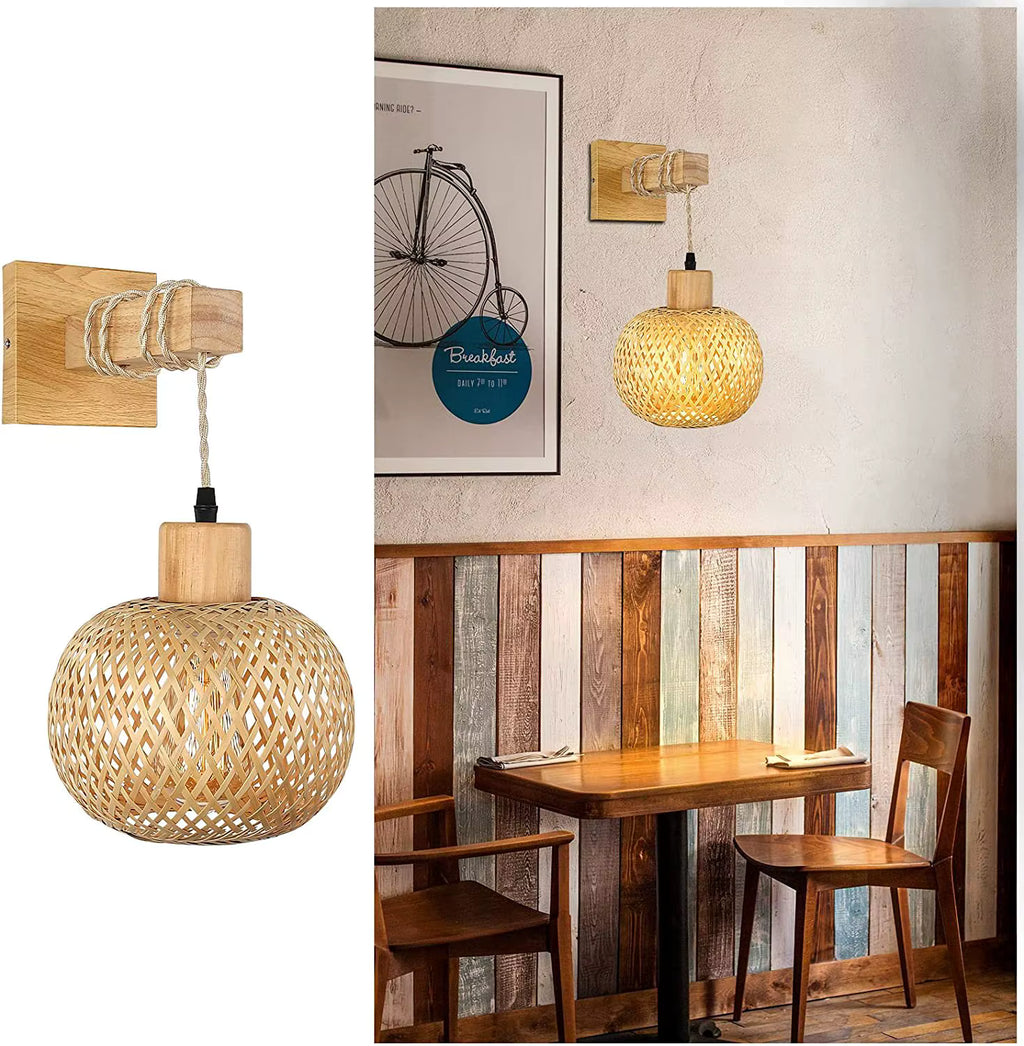 Arandela de Parede Bola Bambu – Luminária Artesanal Natural