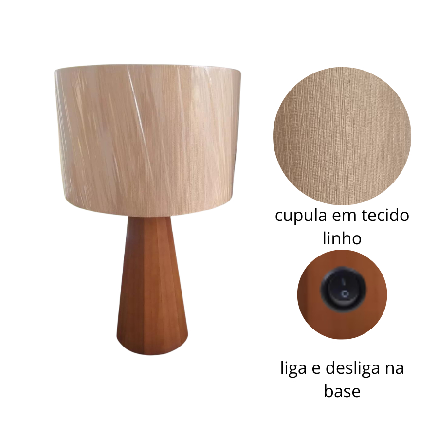 Luminária abajur madeira para sala de estar – elegaância e conforto