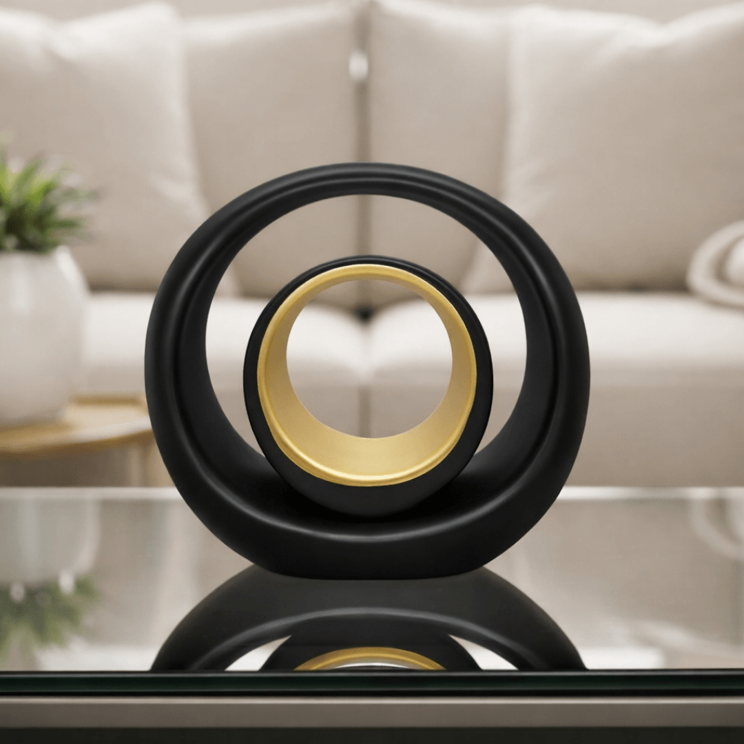 Argola Dupla Decorativa em Cerâmica – Arte com Toque Dourado