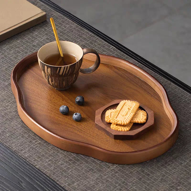 Bandeja de madeira Enyawell, artesanal e ecológica. Ideal para servir frutas, queijos e snacks com estilo moderno e sustentável.