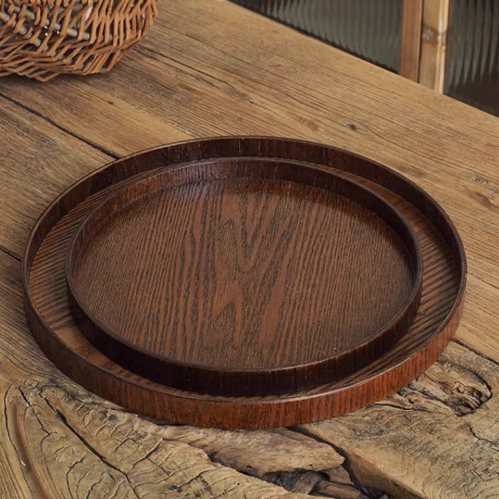Bandeja minimalista de madeira natural estilo escandinavo com borda