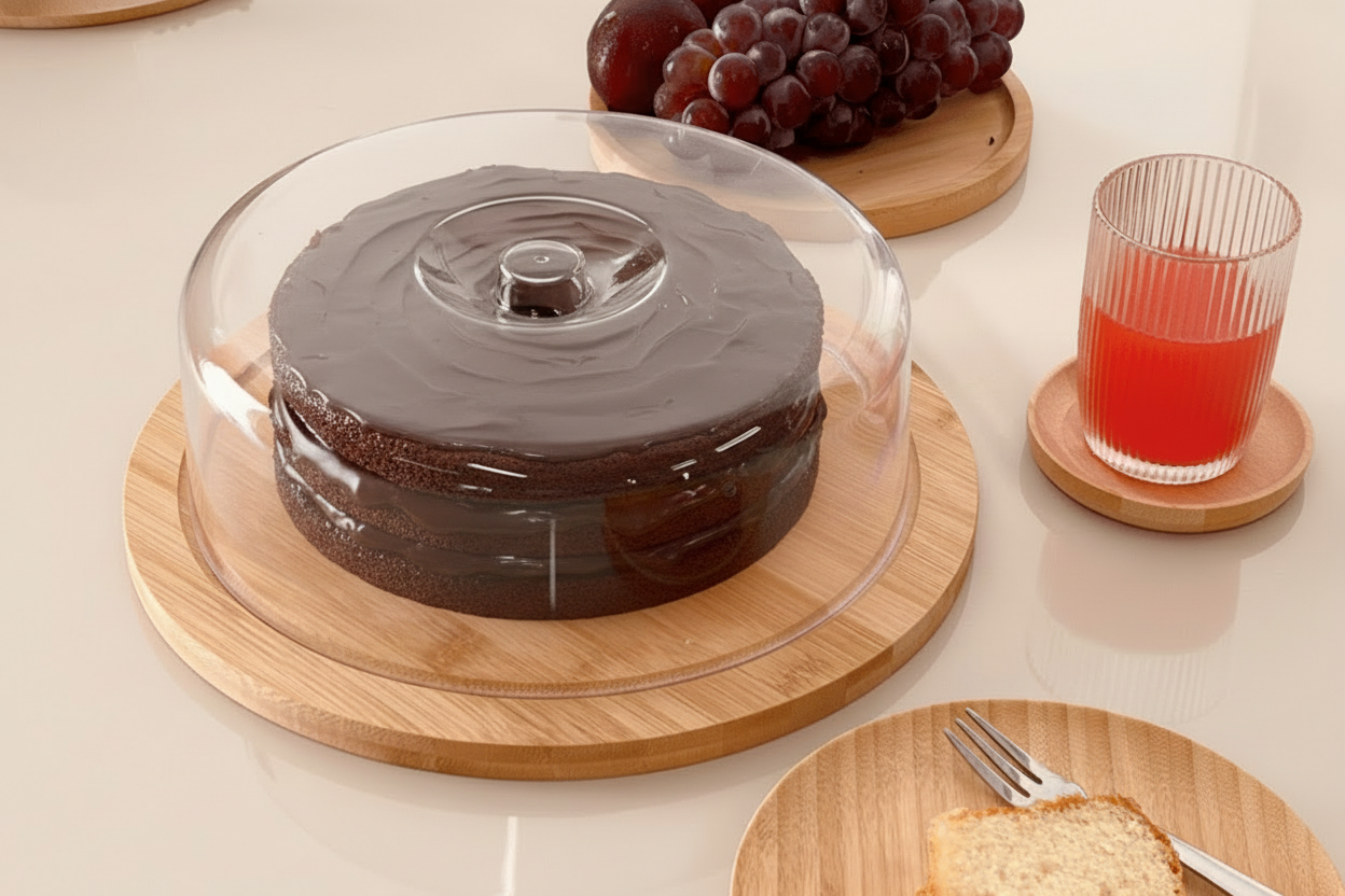 &nbsp;Boleira de Bambu com Tampa – Elegância e Proteção para seus Bolos