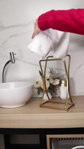 Porta Toalha de Bancada para Lavabo – Design Elegante em Dourado Fosco para Pia do Banheiro