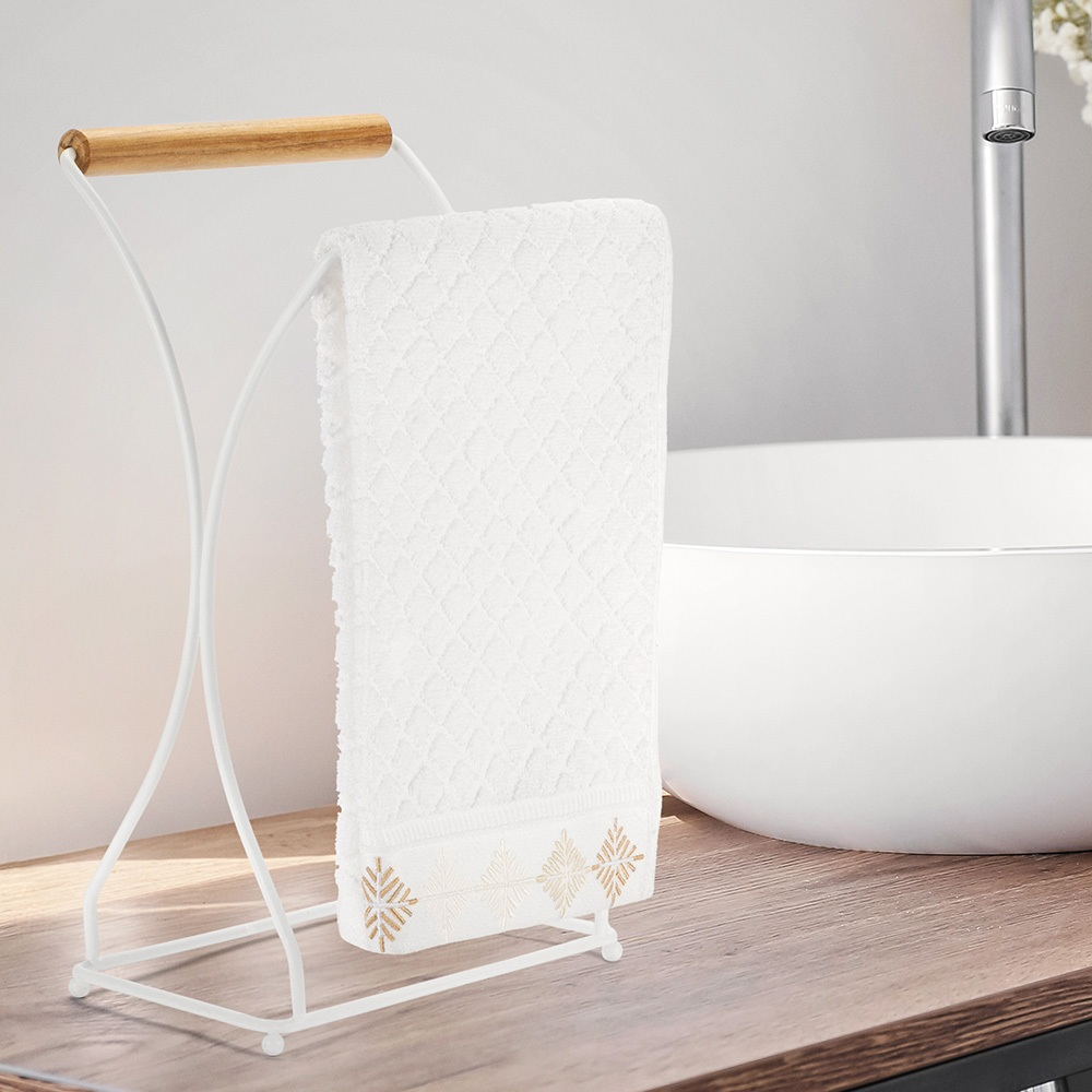 Suporte Porta Toalha Duplo Lavabo Banheiro Madeira Eco Arthi