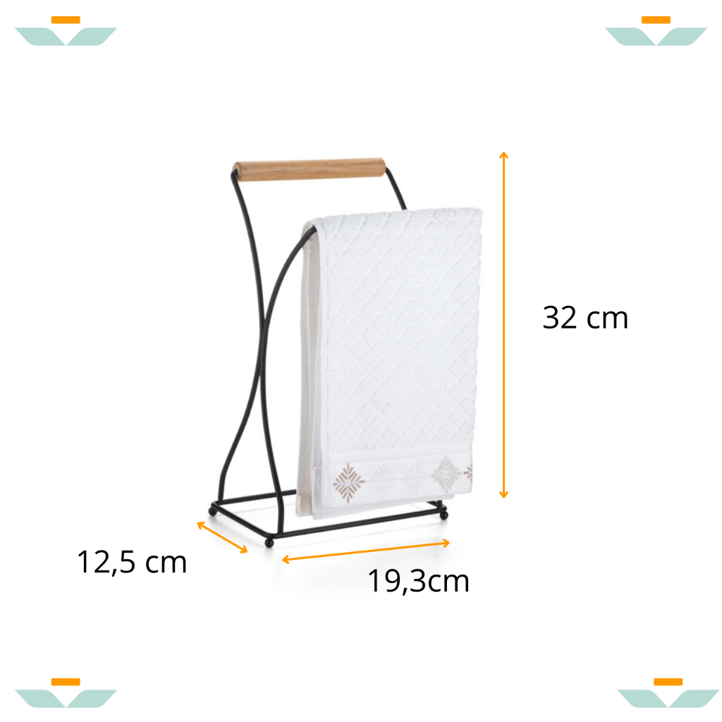 Suporte Porta Toalha Duplo Lavabo Banheiro Madeira Eco Arthi