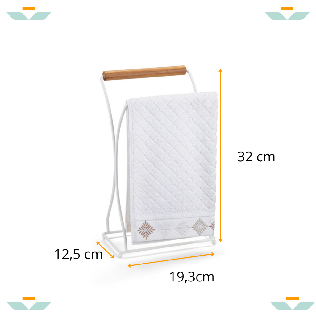 Suporte Porta Toalha Duplo Lavabo Banheiro Madeira Eco Arthi