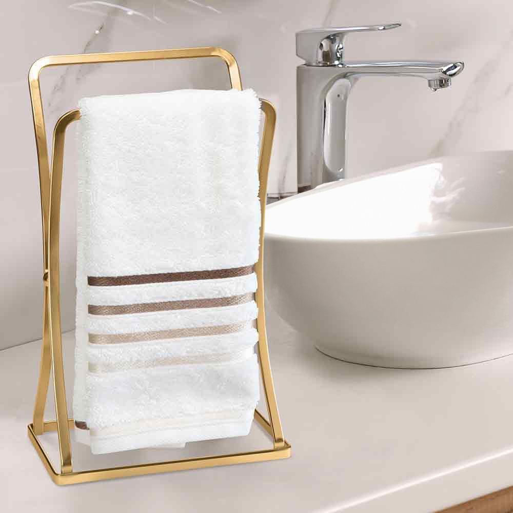 Porta Toalha de Bancada para Lavabo – Design Elegante em Dourado Fosco para Pia do Banheiro