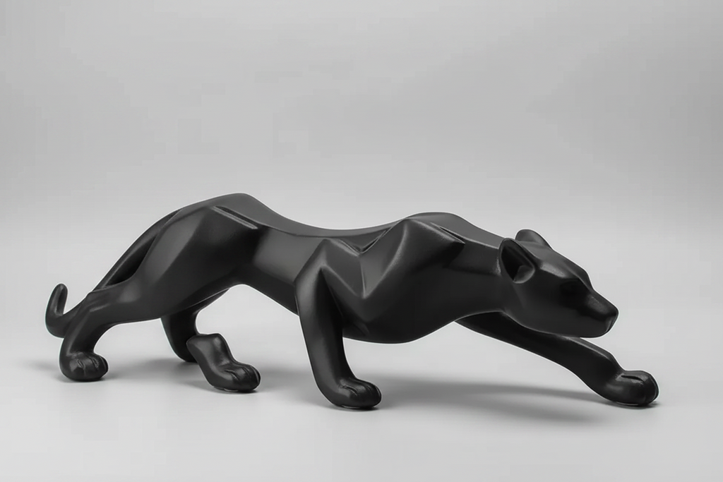 Decoração Escultura Pantera Ataque P Preto Fosco Escultura Decoração Luxo Escritório Casa