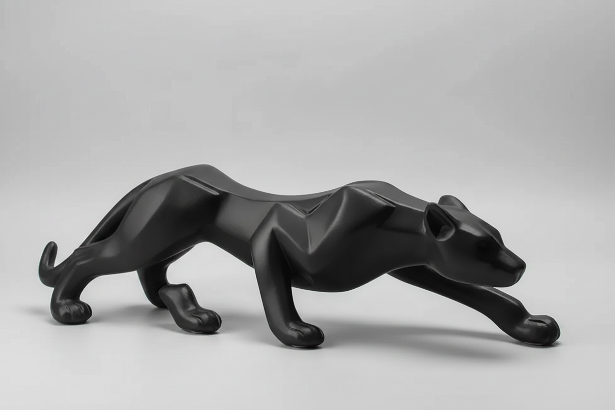 Decoração Escultura Pantera Ataque P Preto Fosco Escultura Decoração Luxo Escritório Casa