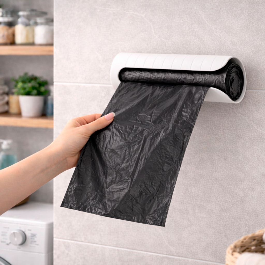 Suporte para Rolo de Saco de Lixo Para Casa Em Cozinha Banheiro Dispenser Porta Sacolas de Supermercado Puxa Saco