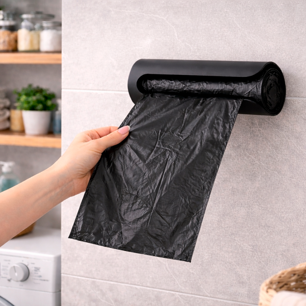 Suporte para Rolo de Saco de Lixo Para Casa Em Cozinha Banheiro Dispenser Porta Sacolas de Supermercado Puxa Saco
