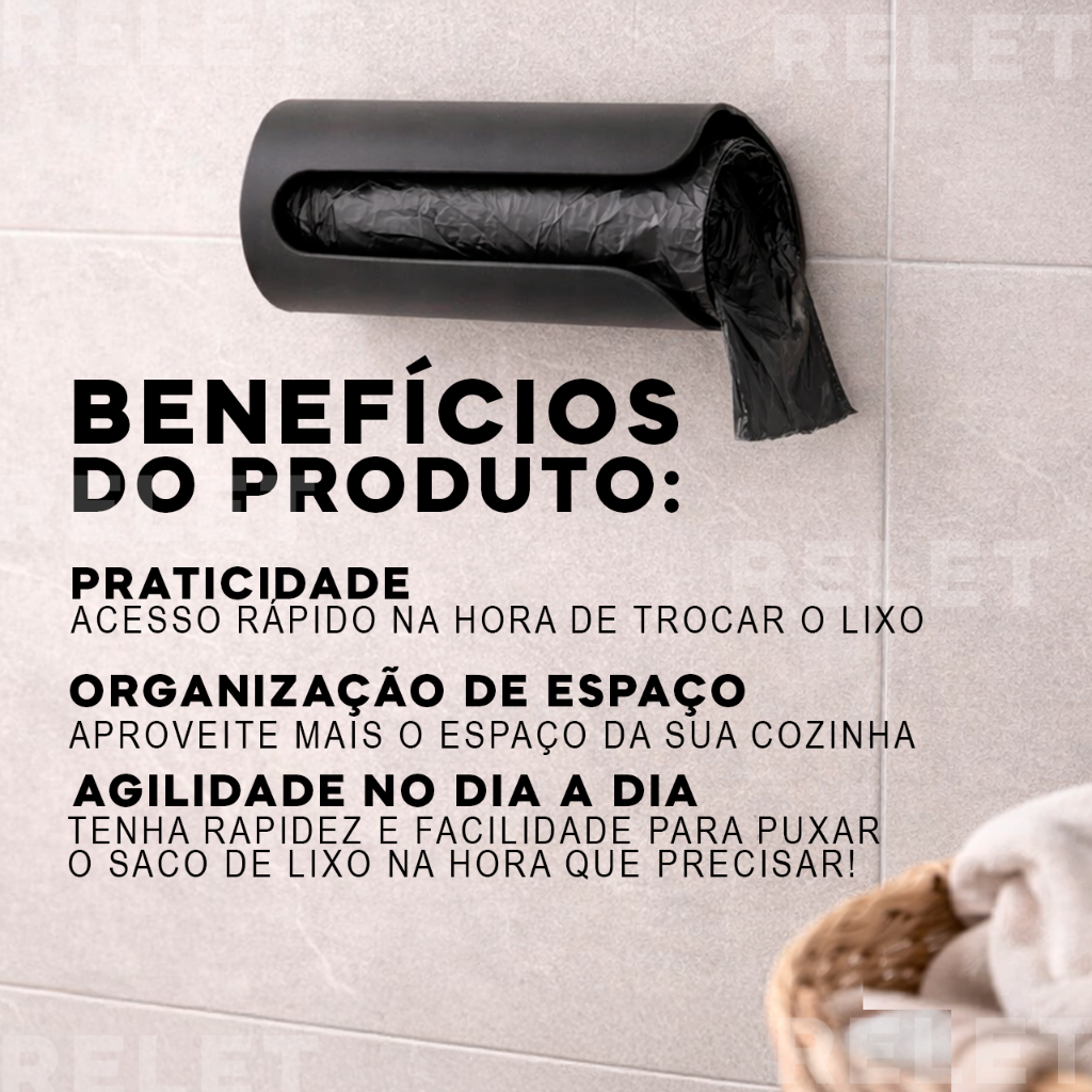 Suporte para Rolo de Saco de Lixo Para Casa Em Cozinha Banheiro Dispenser Porta Sacolas de Supermercado Puxa Saco