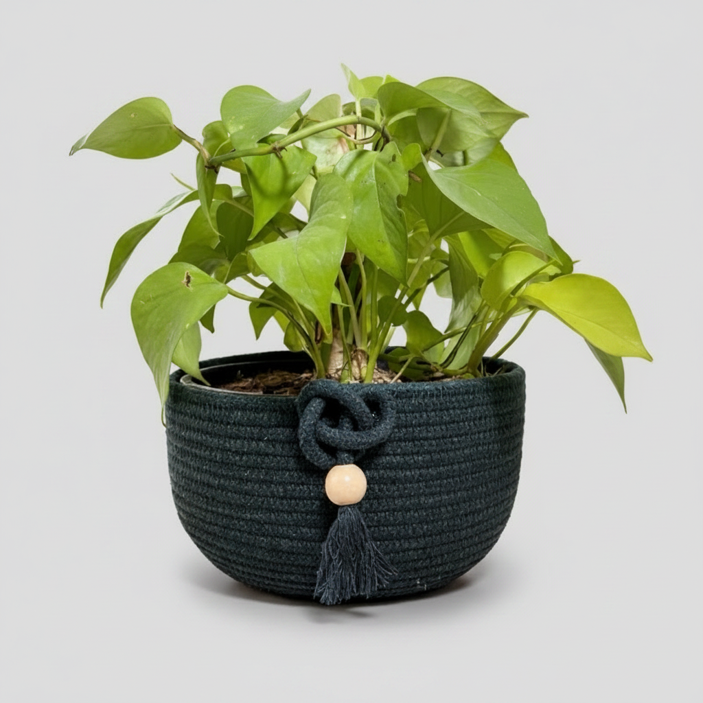 Cachepot cuia de corda costurado