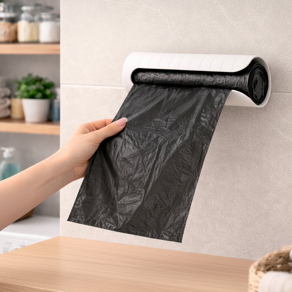 Dispenser porta rolo de saco de lixo branco fixado na parede – ViaHome