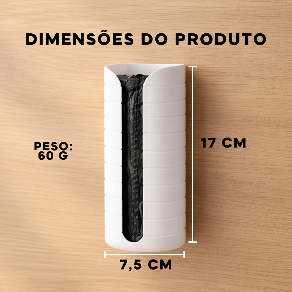 Porta rolo saco de lixo com abertura frontal para destacar sacos fácil