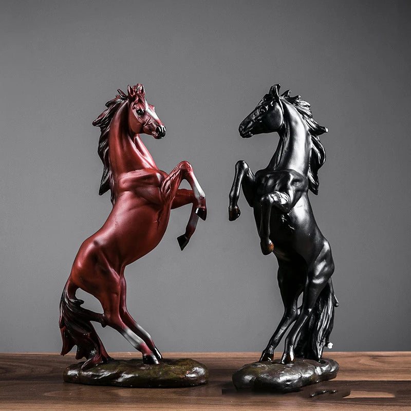 Escultura de Cavalo Estilo Europeu em Resina peça artesanal