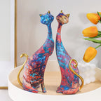 Escultura decorativa de gato em resina estilo nórdico pintura a óleo para sala e quarto