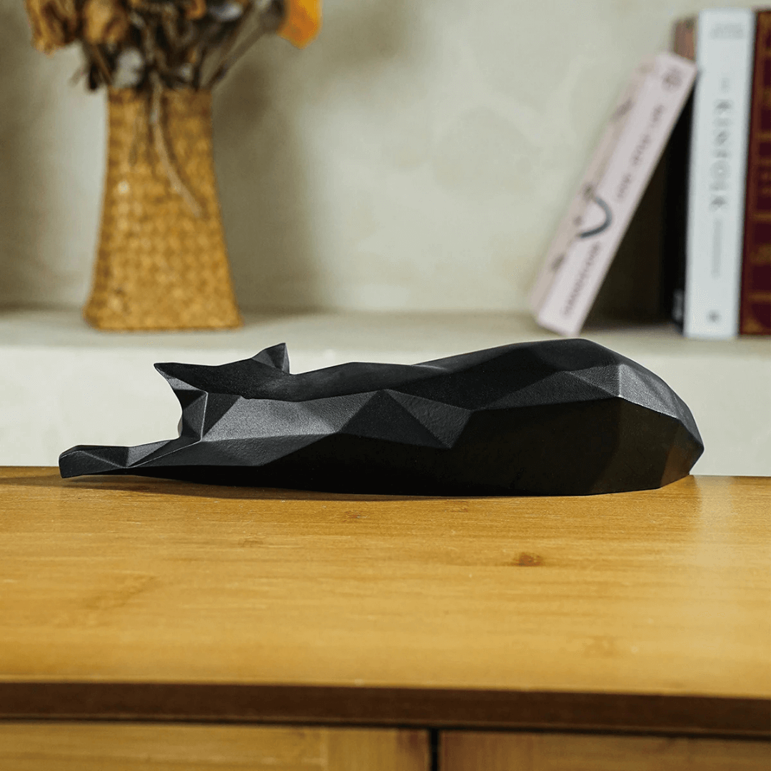 Estatueta Gato Geométrico Minimalista — Decoração Contemporânea | ViaHome
