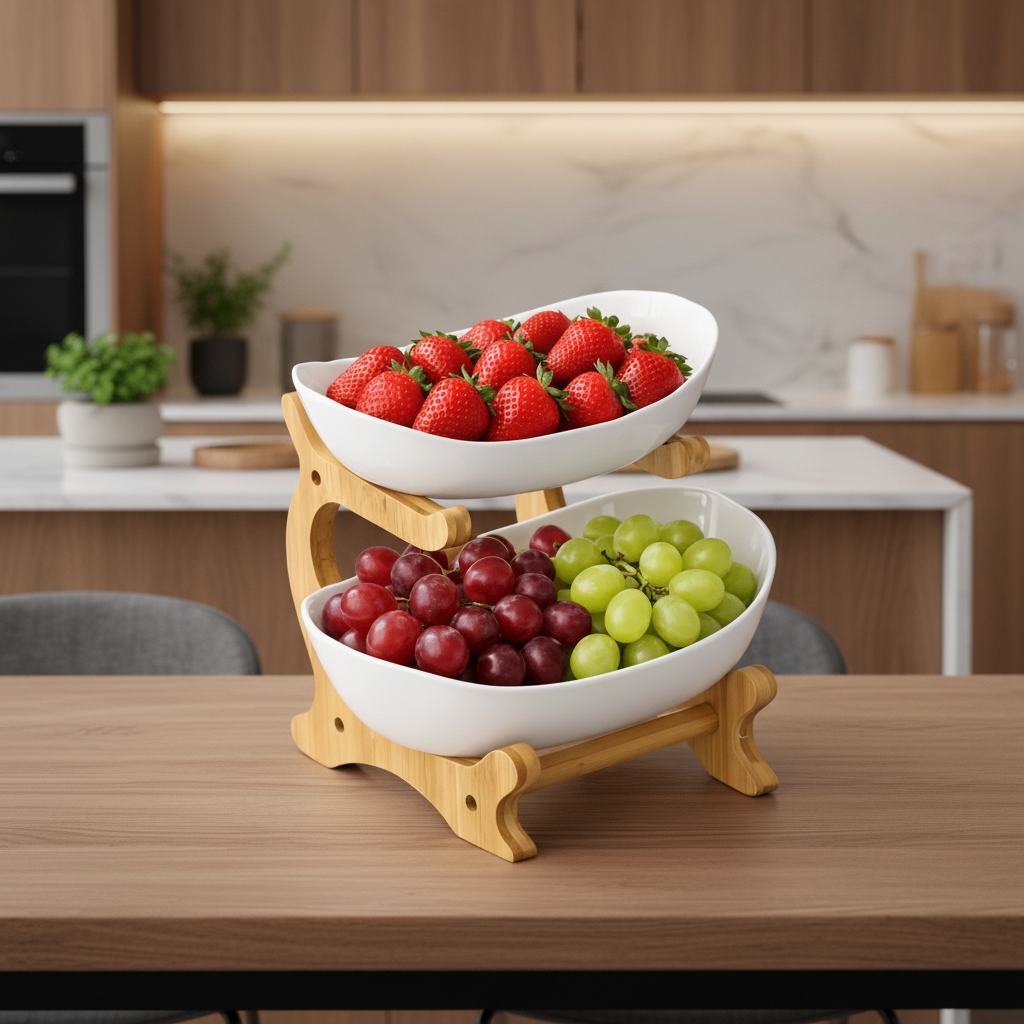 Fruteira Criativa Moderna – Organizador de 3 Andares para Frutas, Doces e Lanches