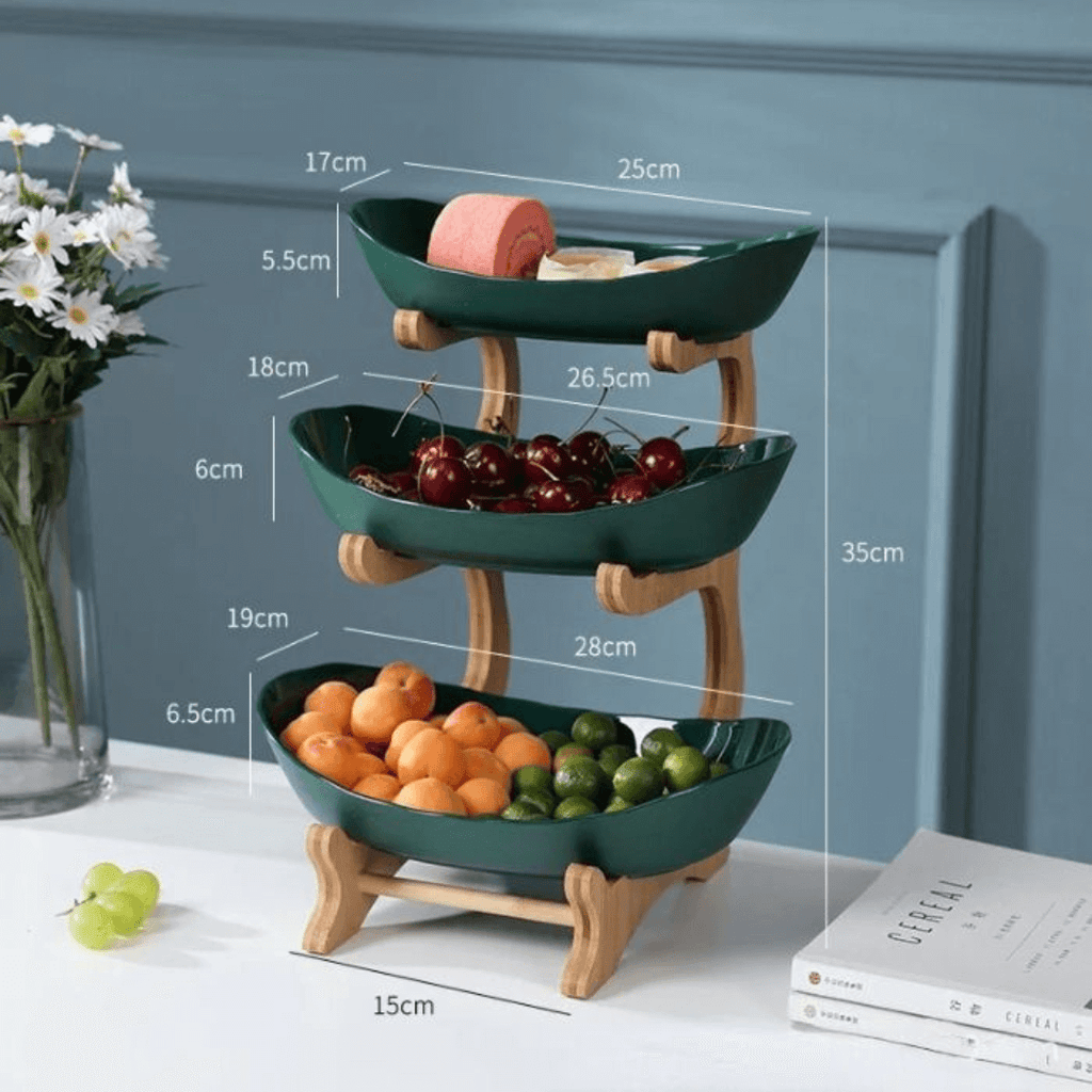 Fruteira Criativa Moderna – Organizador de 3 Andares para Frutas, Doces e Lanches