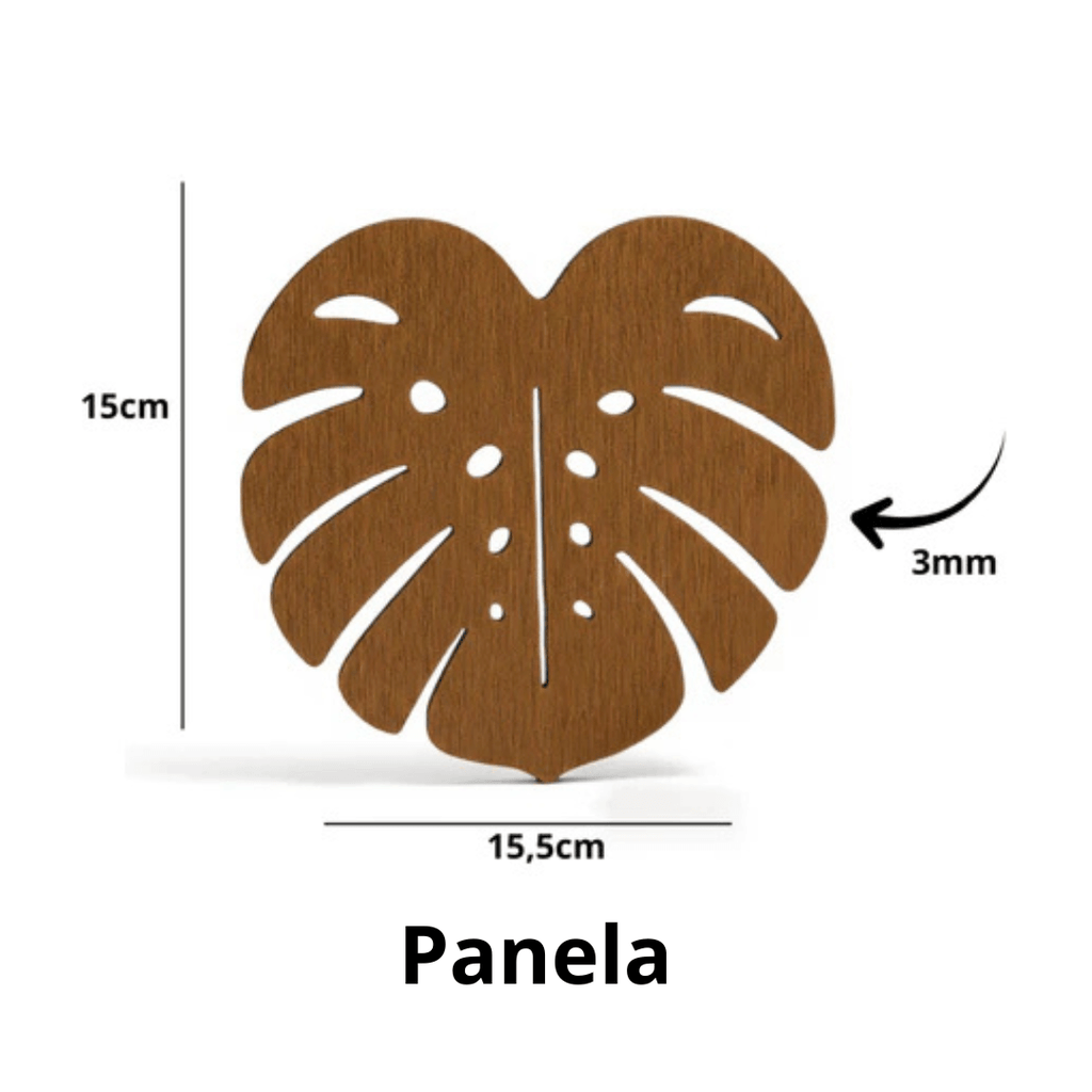Kit Descanso de Panela e Porta-Copos Monstera – 6 Peças
