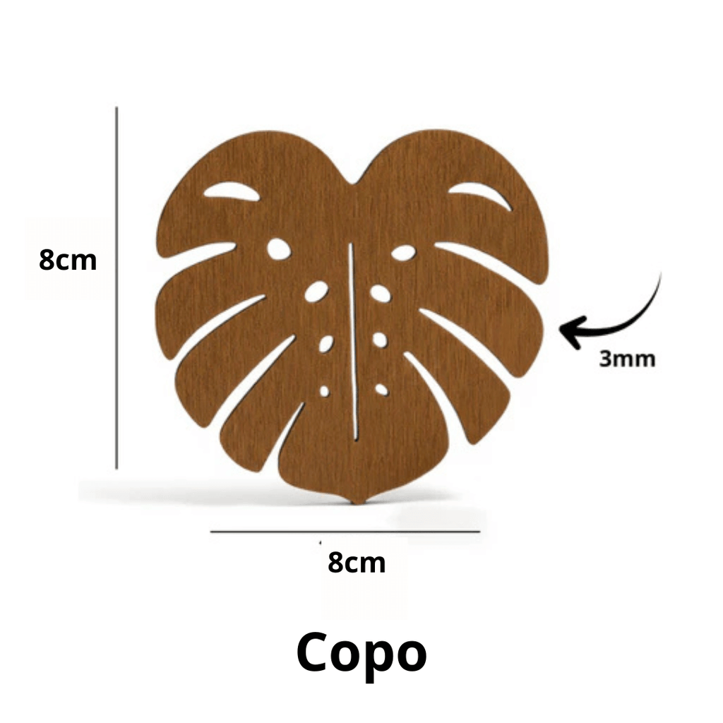 Kit Descanso de Panela e Porta-Copos Monstera – 6 Peças