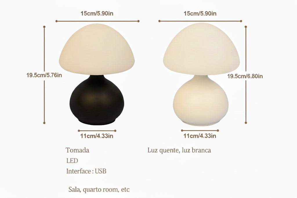 Luminária, abajur de mesa moderna em ferro preto, LED, estilo minimalista para quarto e escritório.