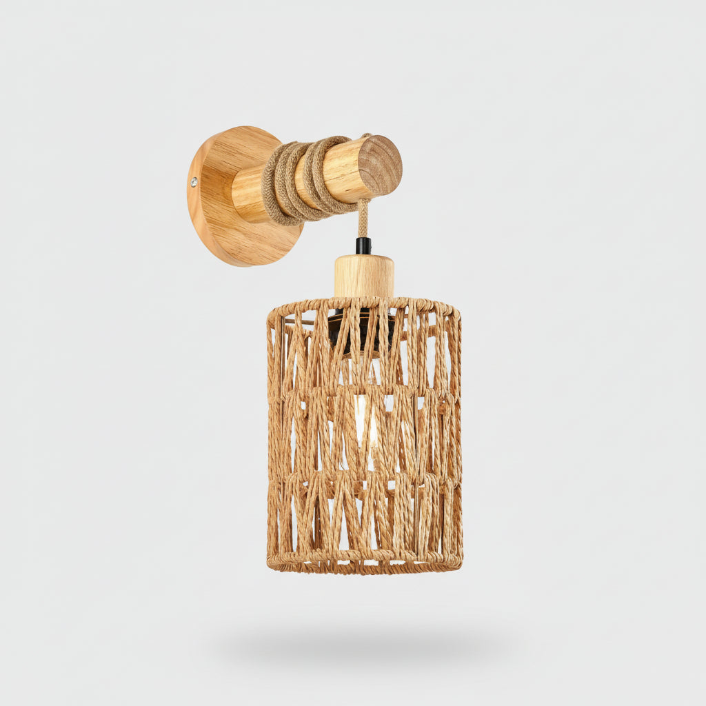 Ilumine e encante! Luminária de parede LED em fibras naturais, design moderno e artesanal para qualquer ambiente.