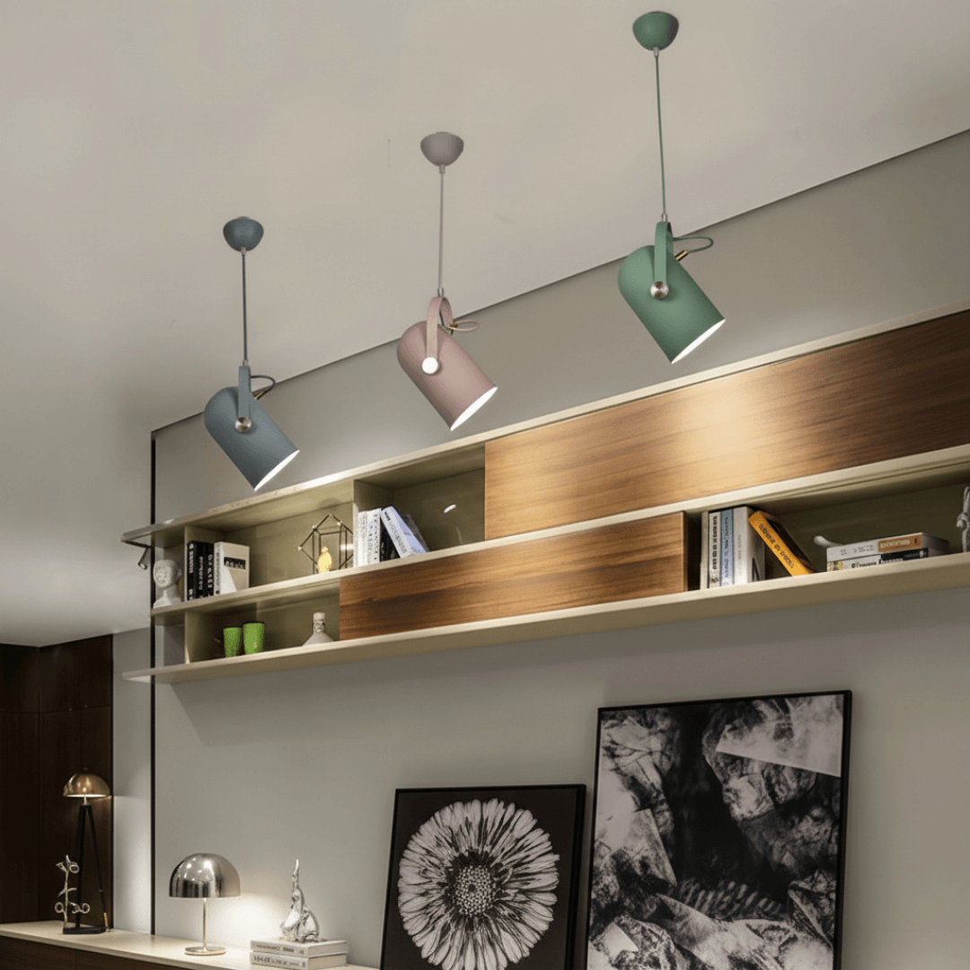 Luminária pendente cilíndrica BT30 alumínio em cozinha planejada