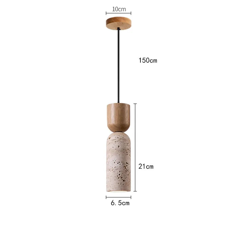 Luminária pendente japonesa estilo wabi-sabi em pedra amarela, base E27, design minimalista.
