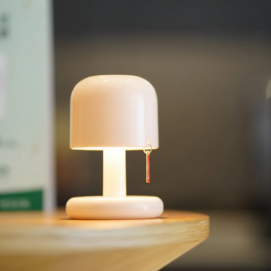 Luminária Sunset Cogumelo, portátil e recarregável. Luz quente ajustável, ideal para quarto, mesa ou decoração.