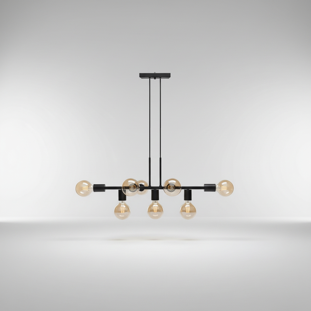 Luminária de teto Pendente Rubis para 7 Lâmpadas 68cm moderno industrial (Estilo Jabuticaba)