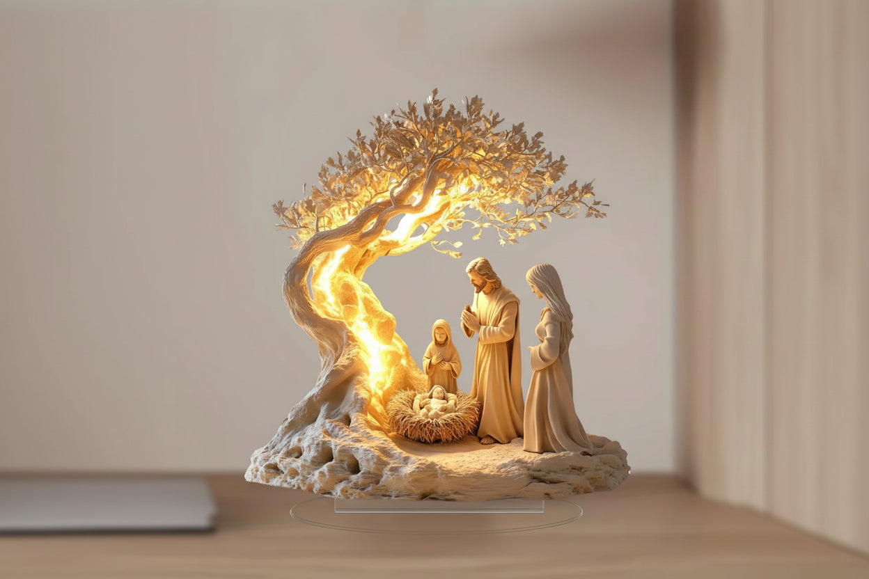 figura acrílica natalina cena do nascimento de jesus decoração cristã