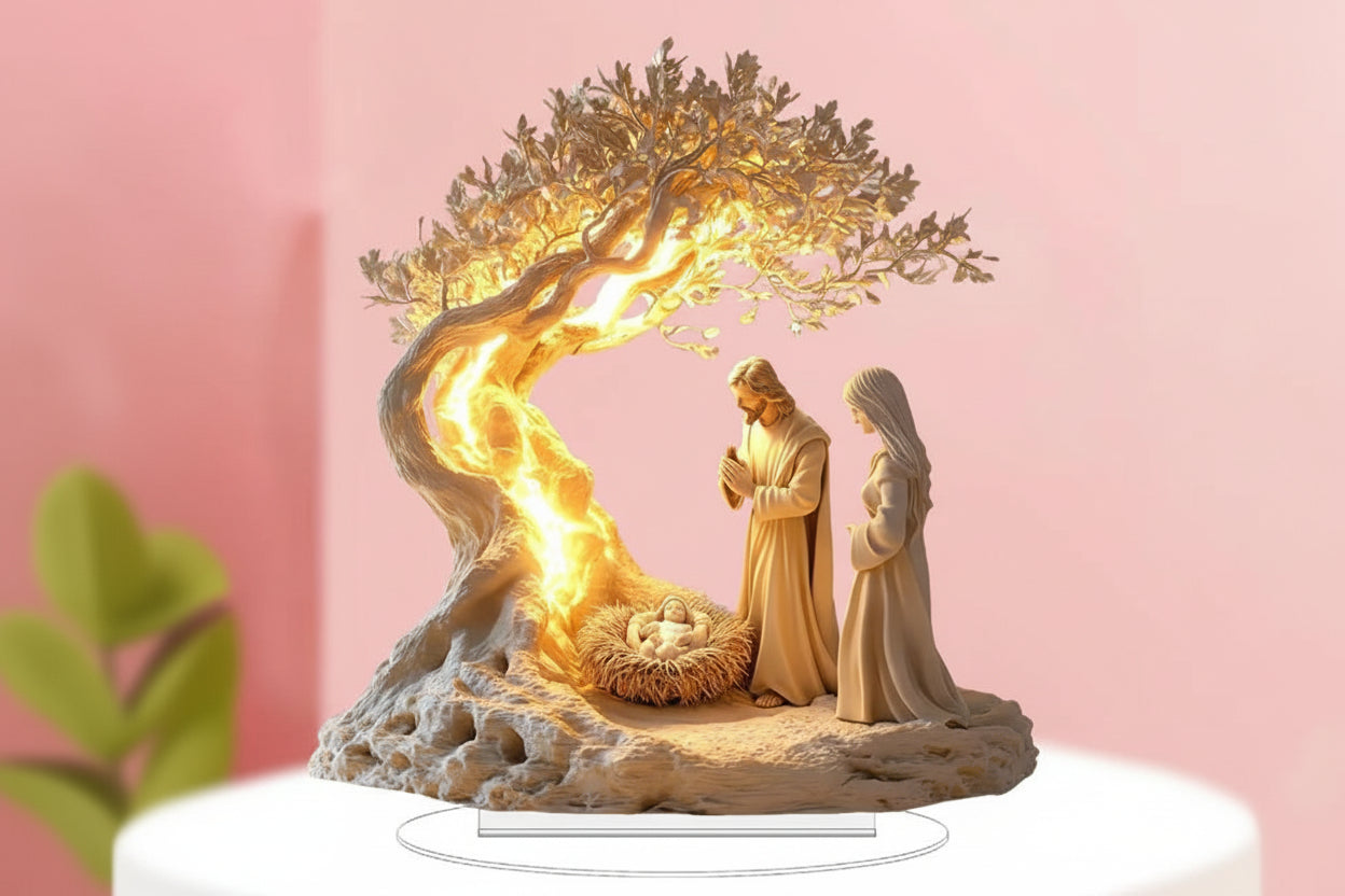 figura acrílica natalina cena do nascimento de jesus decoração cristã
