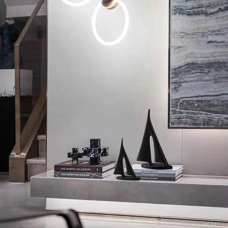  Decore sua casa com elegância-Ornamento em resina modelo veleiro 