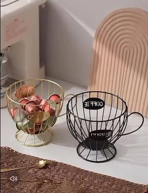 Porta cápsulas de café cesta formato xícara cor dourada – ViaHome