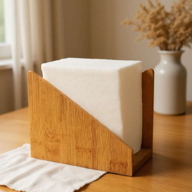 Porta Guardanapo de Bambu Grande para Mesa Suporte Madeira