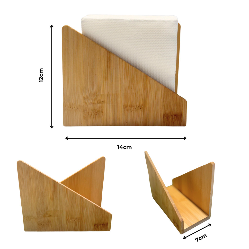 Porta Guardanapo de Bambu Grande para Mesa Suporte Madeira
