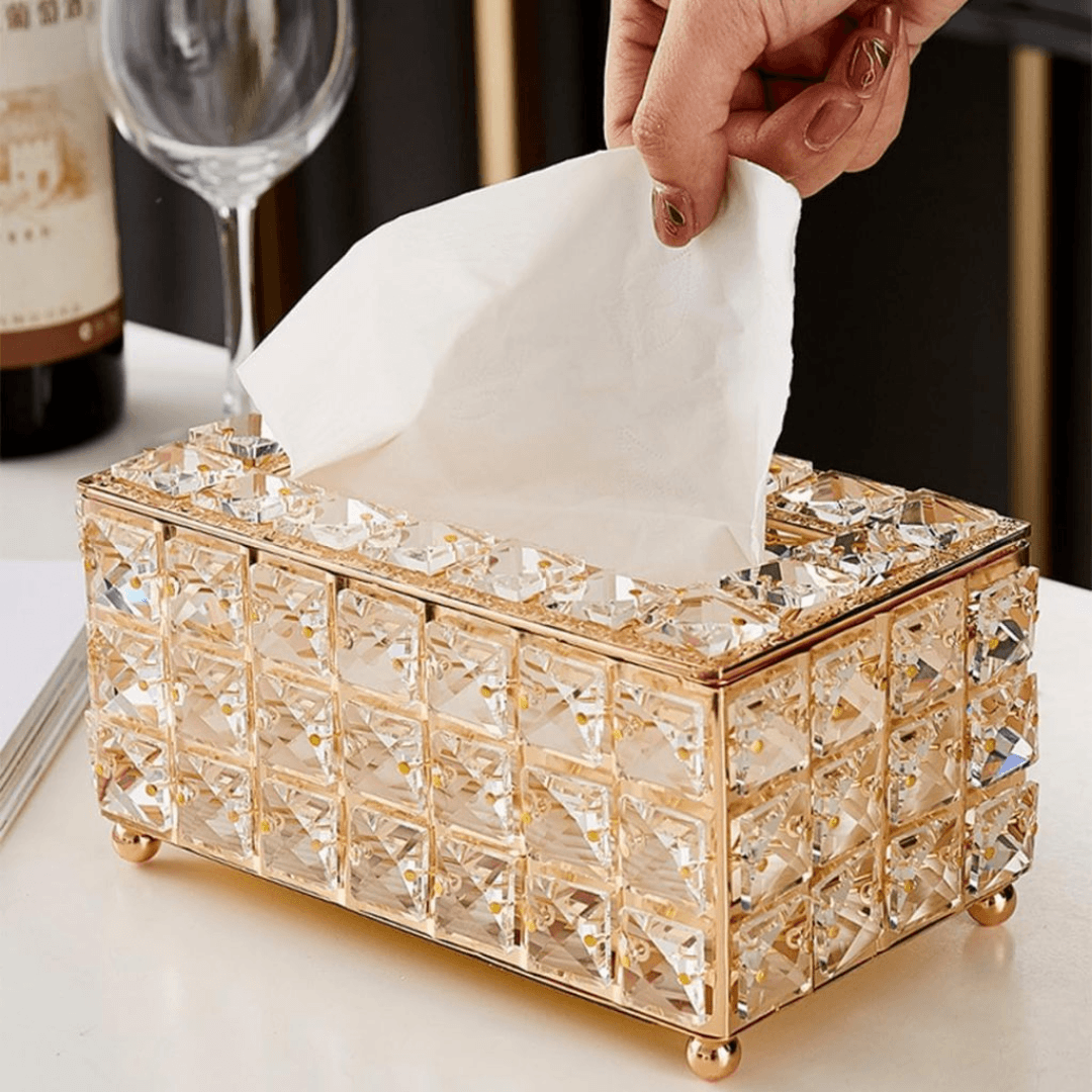 Porta-Lenços Luxuoso em Cristal e Acrílico
