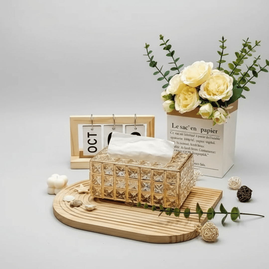 Porta-Lenços Luxuoso em Cristal e Acrílico