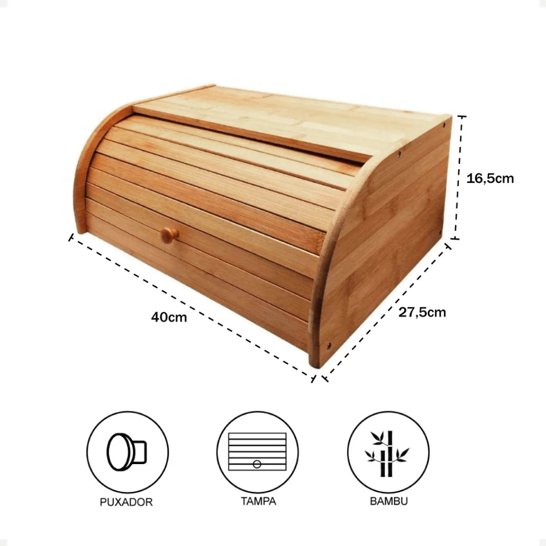 Dimensões do porta pão em bambu 2 andares para cozinha