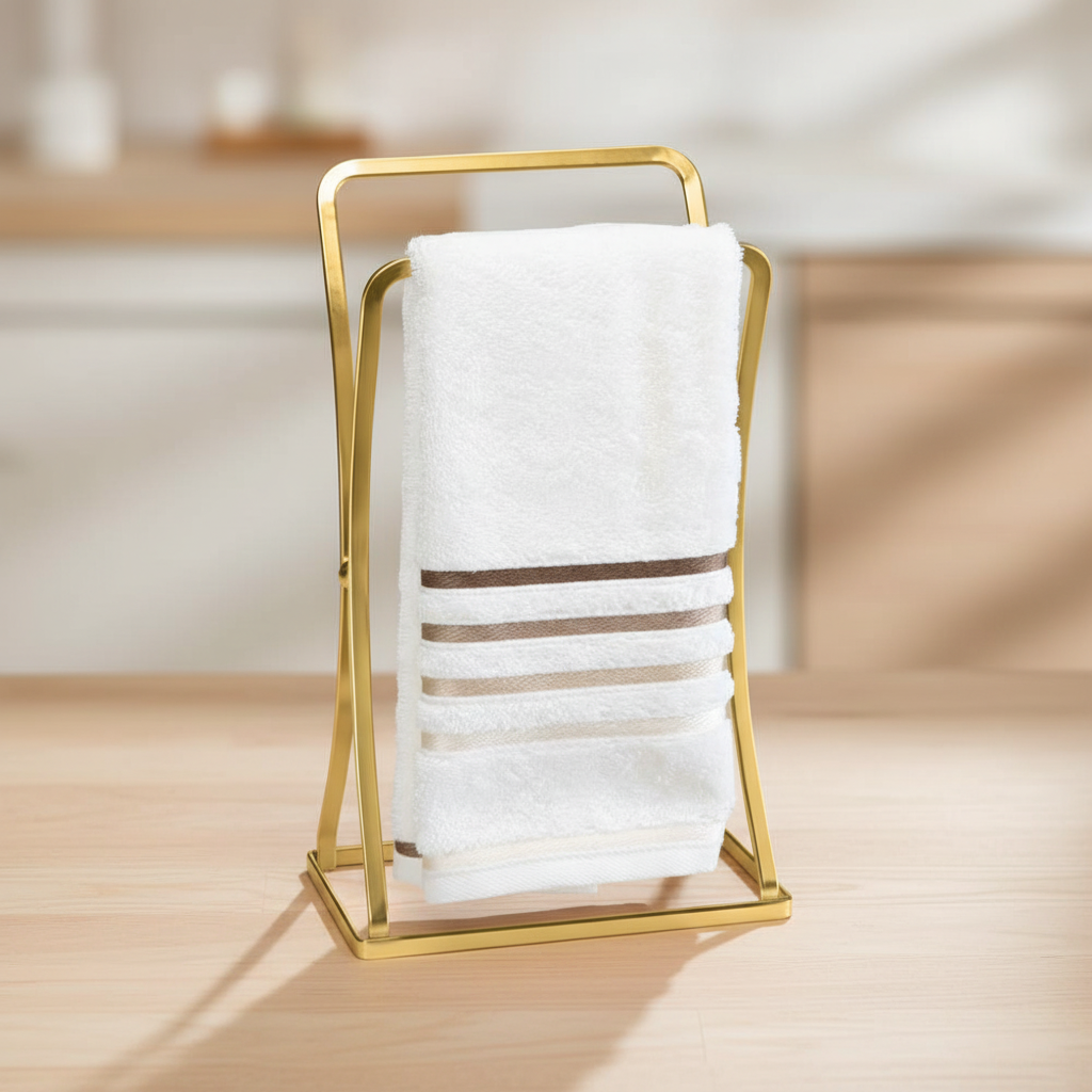 Toalheiro bancada dourado fosco vista lateral – 31,1cm altura Arthi
