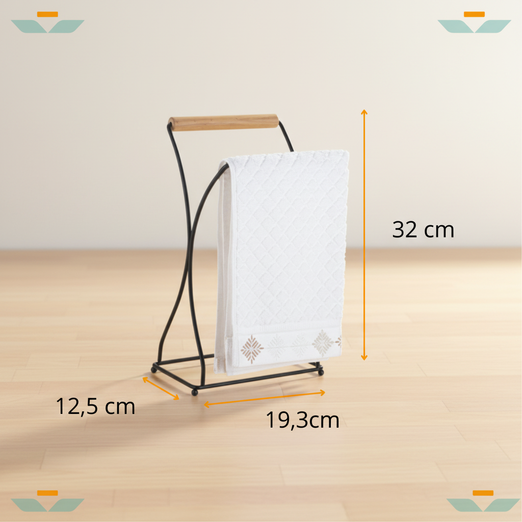 Suporte porta toalha duplo branco vista frontal – Arthi ViaHome